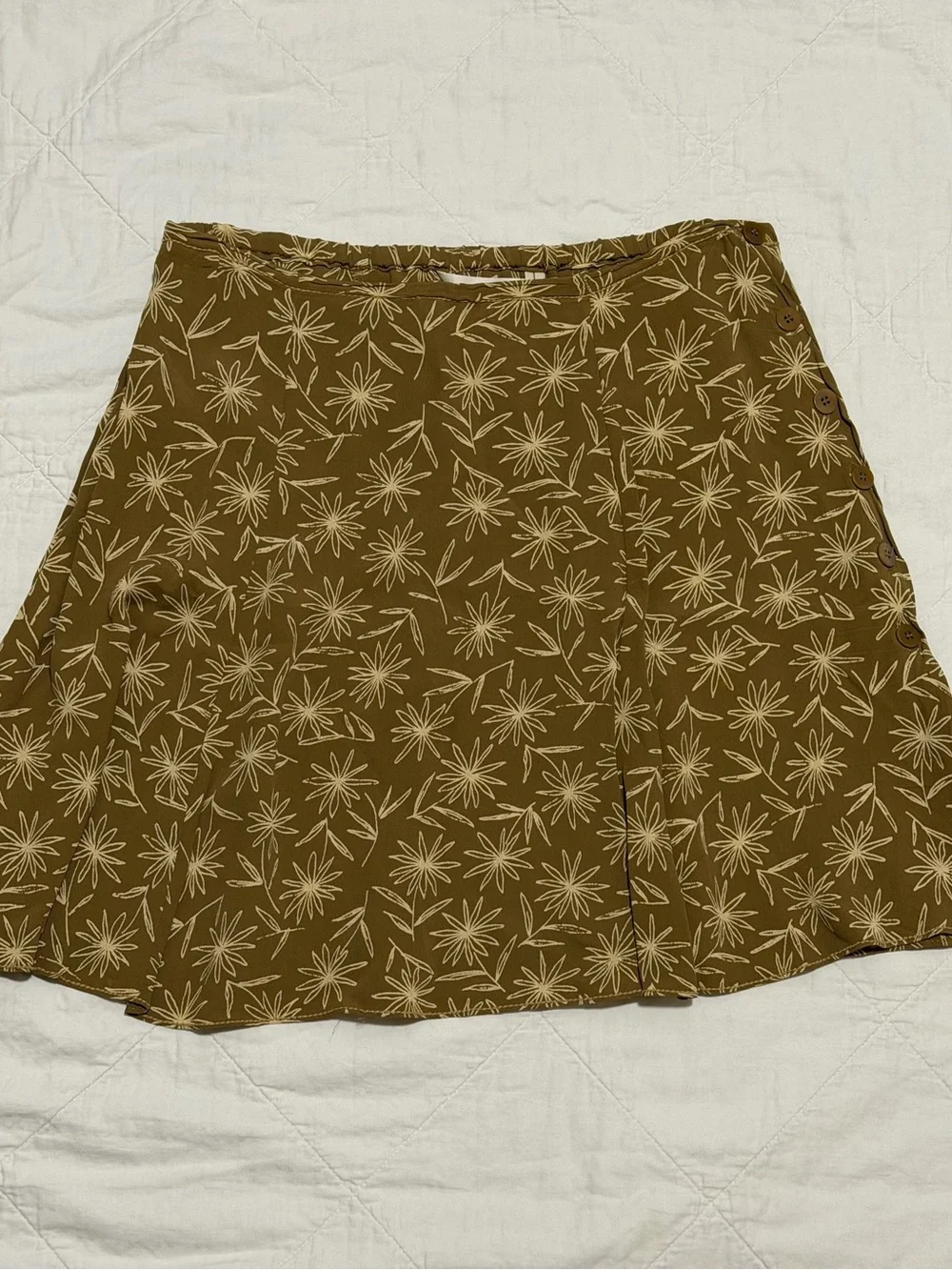 Max Studio Olive Green Floral A-Line Mini Skirt